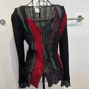 Alberto Makali acrylic and wool sweater and black and red